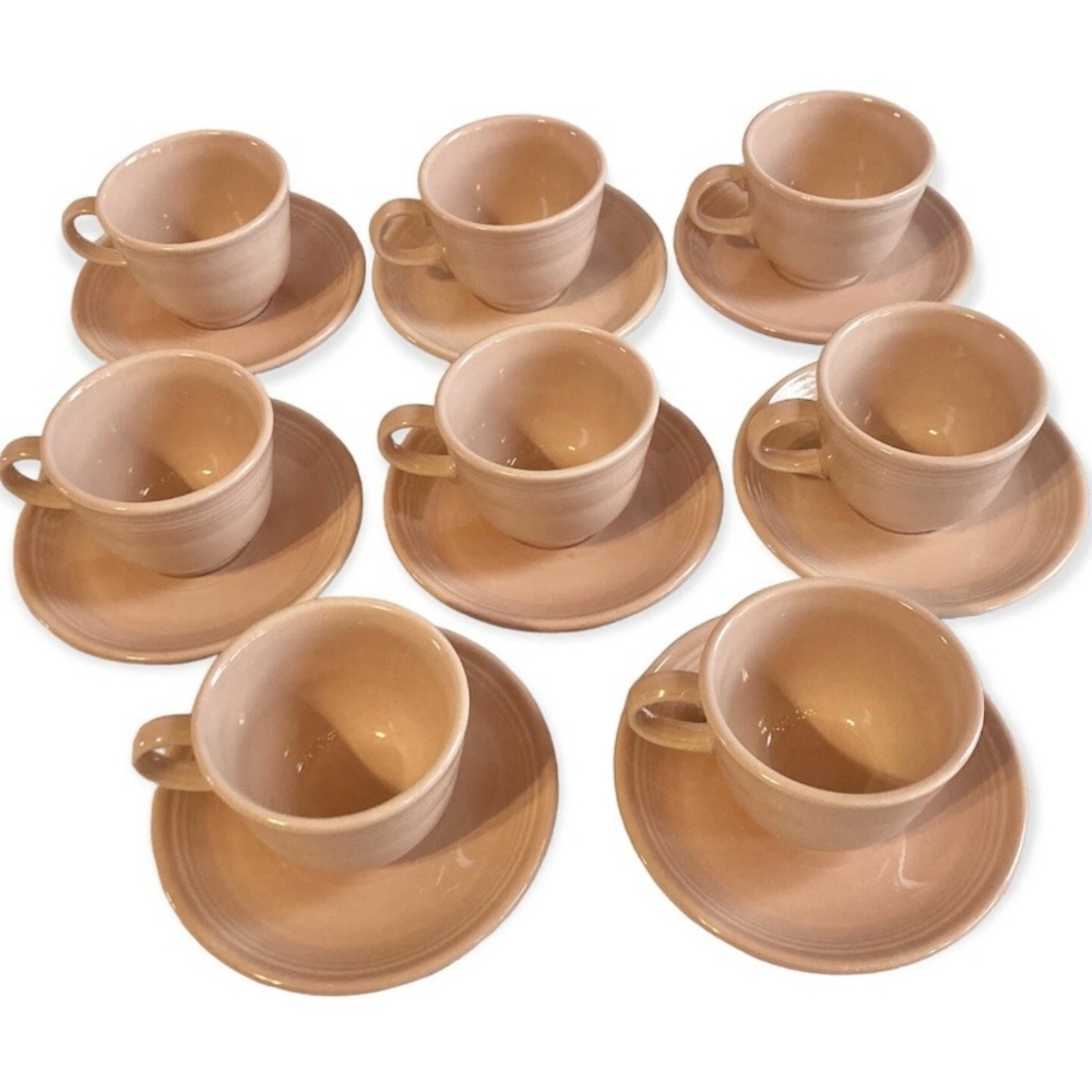 Lot 8 Vintage Fiestaware Fiesta Apricot Saucer Plate 6" Tea Cup Mug Peach Pink